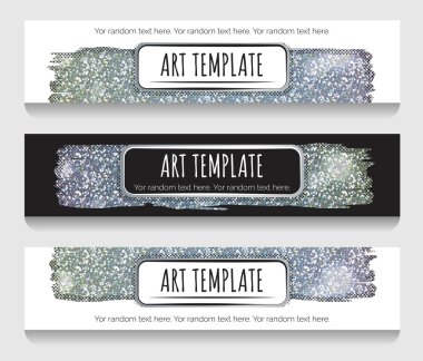 Holografik gümüş glitter afiş şablon