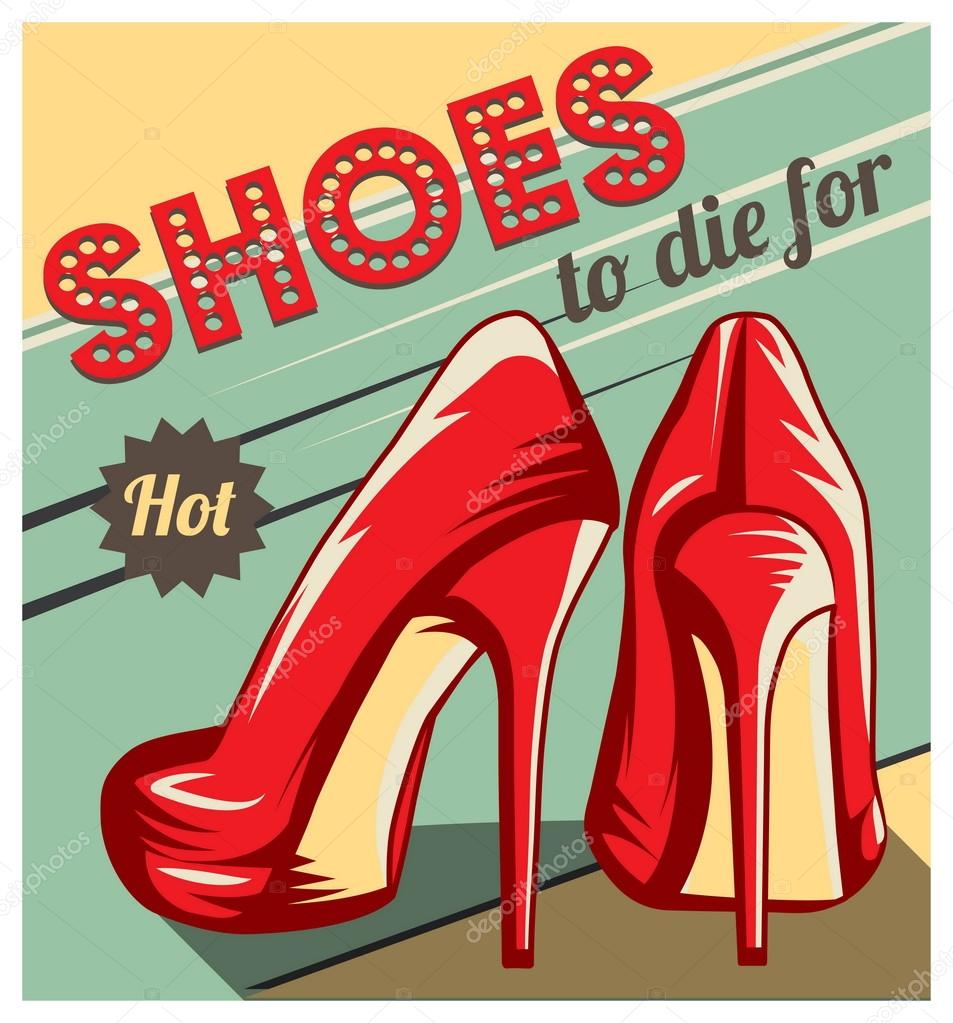 Retro shoes advertising template Stock Vector Image by ©Medeja Inside High Heel Shoe Template For Card