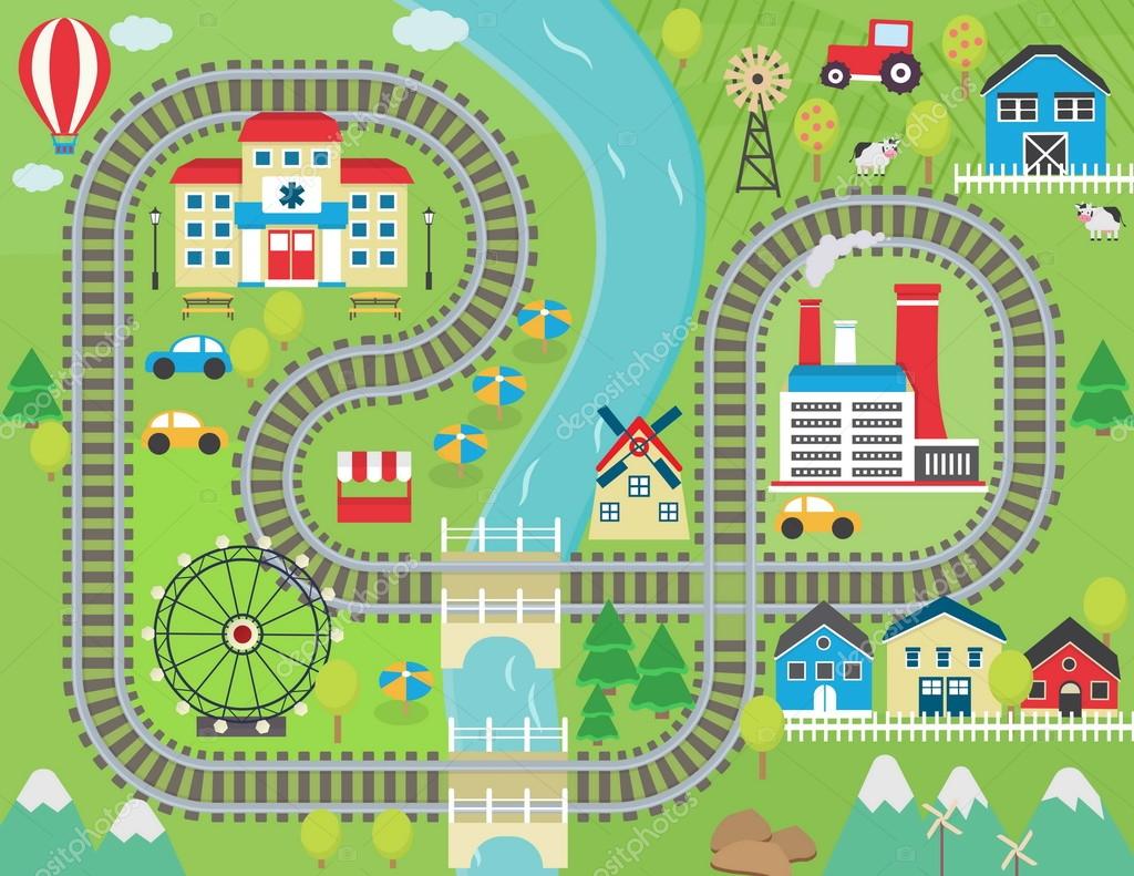 Train track play placemat — Stock Vector © Medeja 113180328