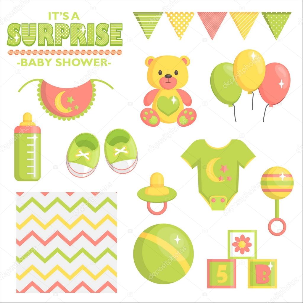 C Est Un Ensemble De Douche Bebe Surprise Image Vectorielle Par Medeja C Illustration