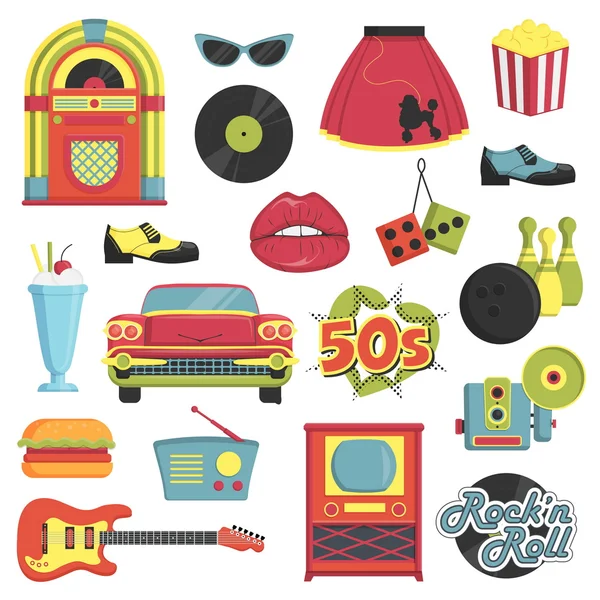 Vintage 1950s retro style item set — Stock Vector