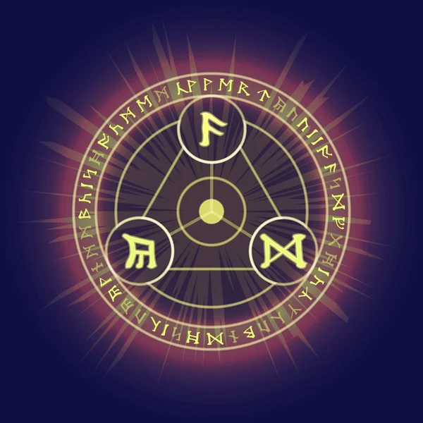 Anelli rituali pagani con simboli runici celtici — Vettoriale Stock