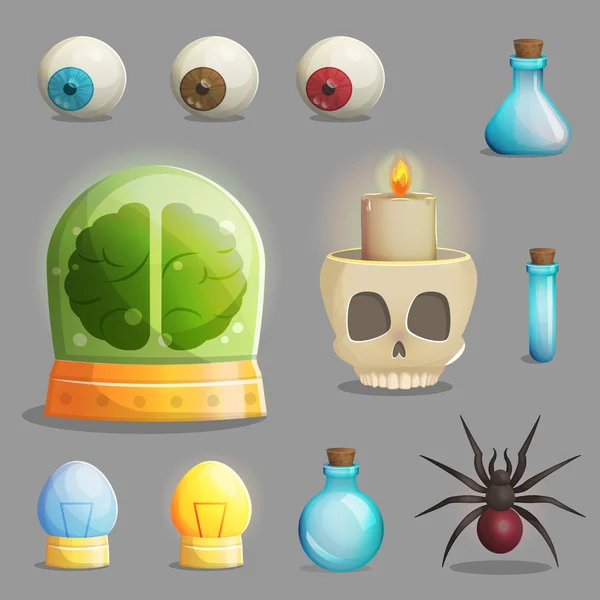 Objetos de laboratorio del profesor loco para el diseño del juego — Vector de stock