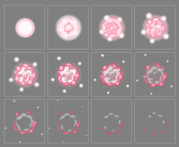 Feu rose explosion effets spéciaux images d'animation — Image vectorielle