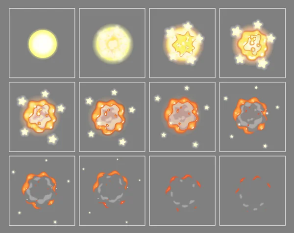 Feuer Explosion Special Effect Animation Frames — Stockvektor