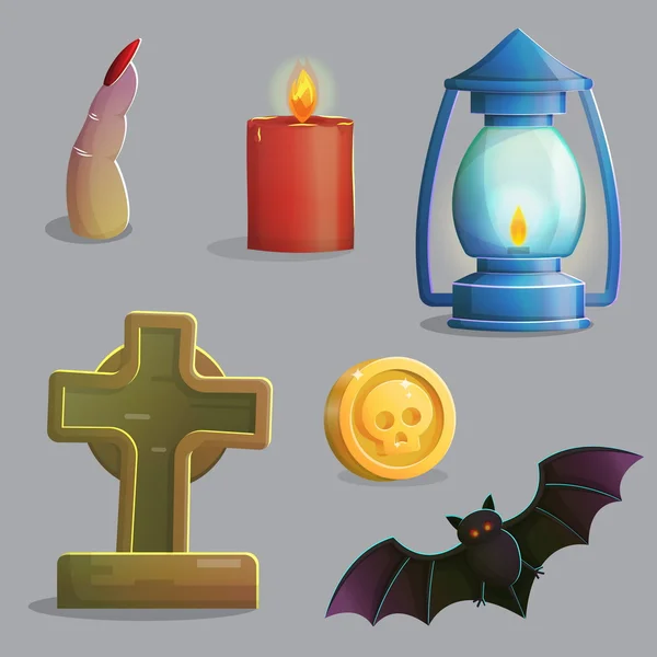 Artículos de cementerio espeluznantes para el diseño del juego — Vector de stock