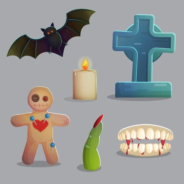 Spookachtige kerkhof items voor game-design — Stockvector