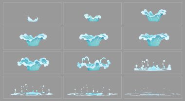 Dripping water special effect animation frames clipart