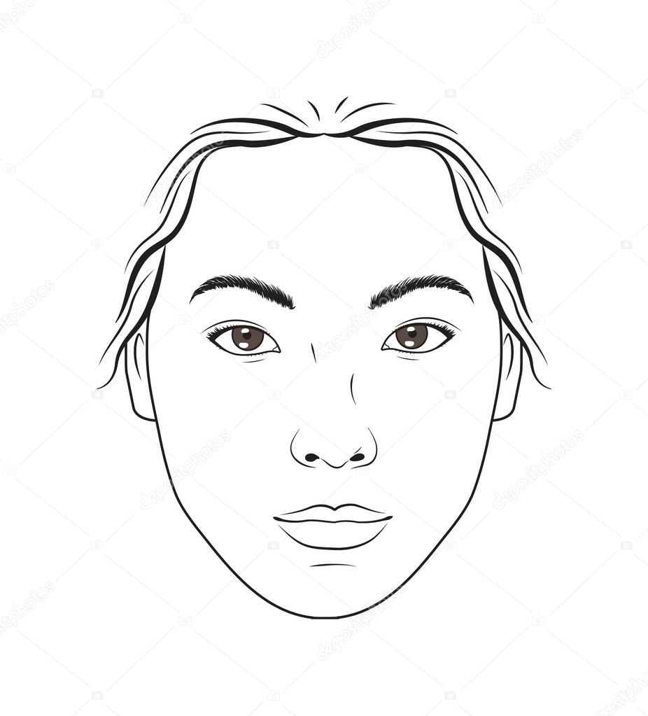 Asian female face makeup chart for makeup, beauty  and cosmetics lessons training.