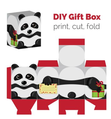 Çok güzel yapmak o kendin DIY panda kulaklı tatlılar, şekerler, küçük hediye kutusu hediye. Yazdırılabilir renk düzeni. Kalın kağıda yazdırmak, kes şunu, satırlarını göre kat.