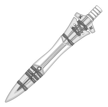 Engraved style vector illustration of a holy longinus lance, spear of destiny, ancient artefact, one of the instruments of the passion in Christianity.  clipart