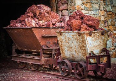 Wagonnet d une ancienne mine de bauxite en Provence   Wagon in  a former mine of bauxite in Provence clipart