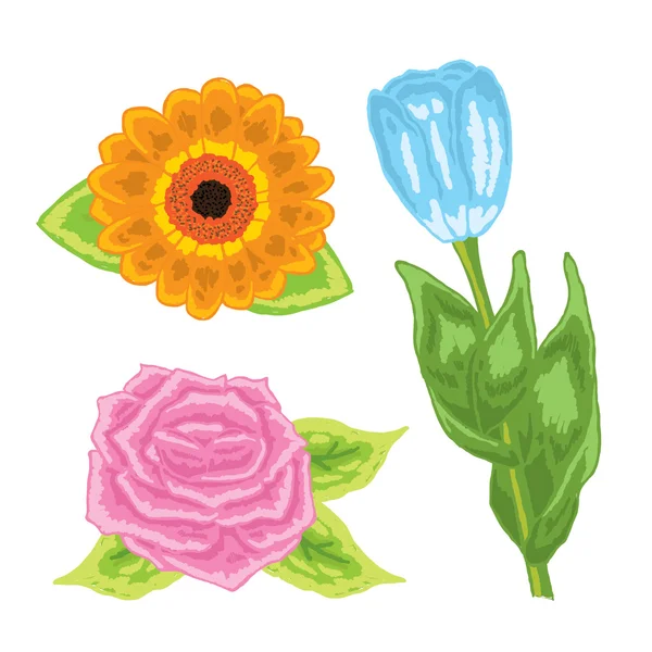 Water colour flower icons — ストックベクタ