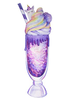 Tekboynuzlu suluboya gökkuşağı milkshake 'i