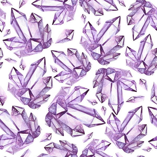 Nahtloses Muster Aquarell Magischer Kristall — Stockfoto