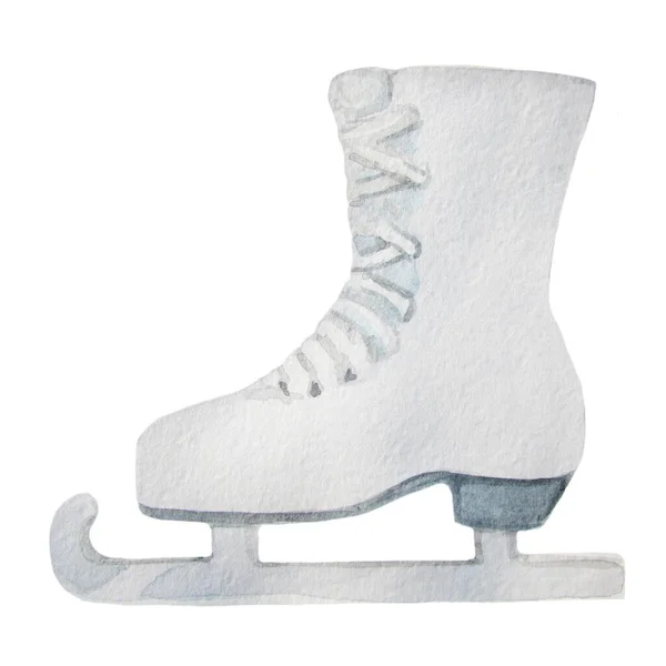白色背景上的水彩冰鞋 — 图库照片