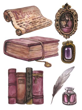 Suluboya, klasik, sihirli kitap seti