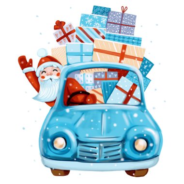 Beyaz arka planda Noel Baba 'nın el resmi var.