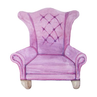 Suluboya eflatun yumuşak sandalye çiziyor