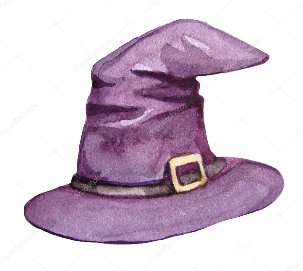 Watercolor drawing wizard magic hat