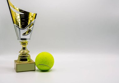 Bir tenis kupası ve tenis topu kompozisyonu
