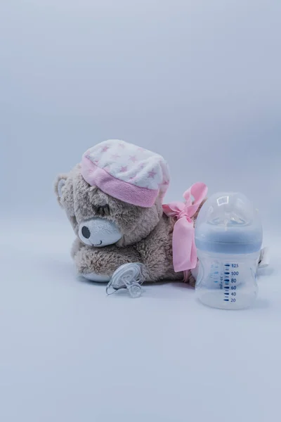 Vertical Composition Teddy Bear Blue Tones — Stockfoto