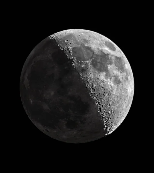 Quarter moon composite detailing the shadowed part of the moon — Stock Photo, Image