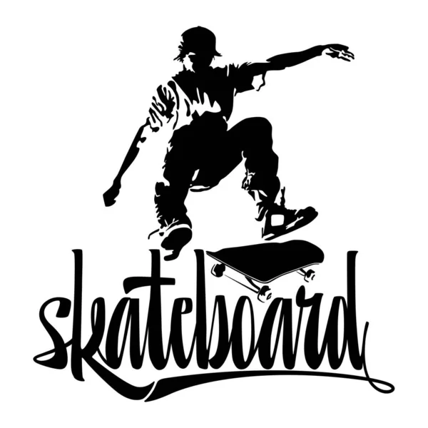 Skateboarding Vektorillustration Der Schwarzen Farbe Isolieren — Stockfoto