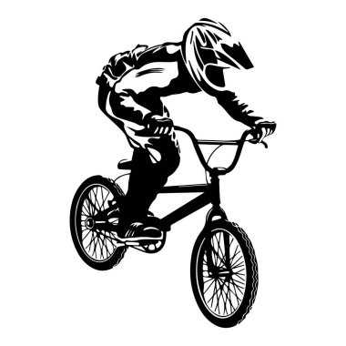 Bir bisikletçinin dublörlük yaparken izole edilmiş silueti.