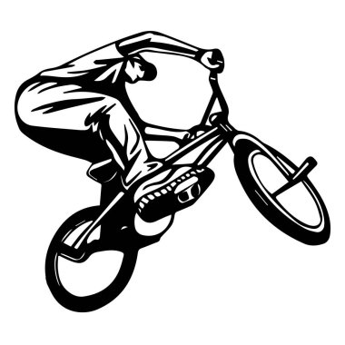 Bir bisikletçinin dublörlük yaparken izole edilmiş silueti.