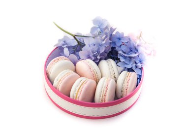 macarons kutusunda çiçekli