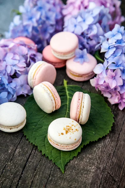 macarons ahşap arka plan üzerinde