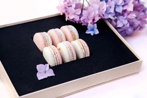 macarons çiçekli kutu