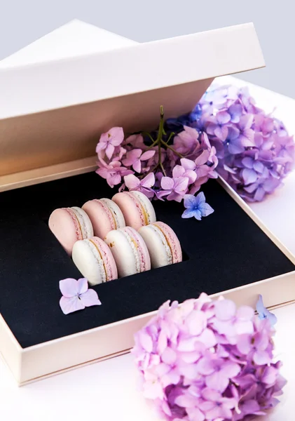 macarons çiçekli kutu