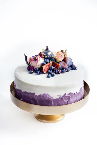 Kuchen dekoriert Blaubeeren — Stockfoto
