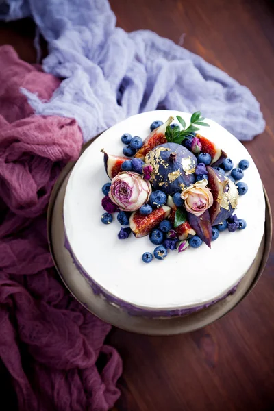 蓝莓蛋糕装饰 — 图库照片