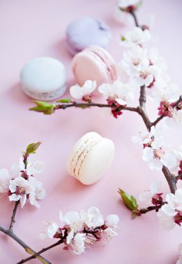 macarons şeftali çiçeği ile 