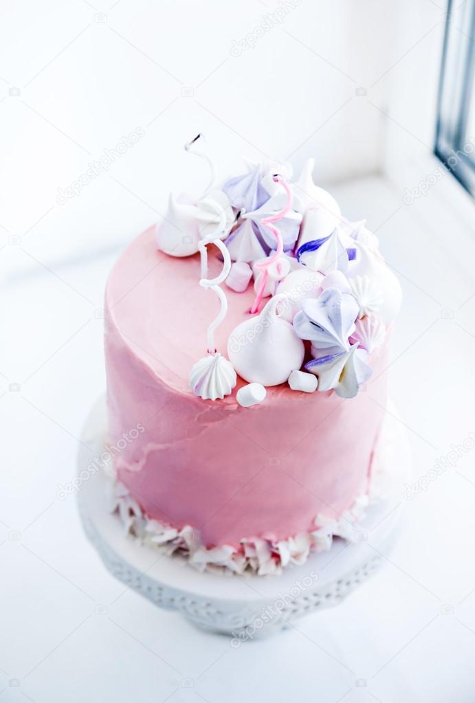 Birthday Cake With Meringue Stock Photo By C Antonina Latayko Gmail Com