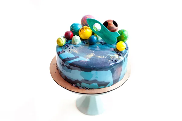 誕生日のケーキ チョコレート惑星 — ストック写真