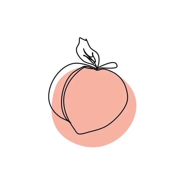 Icône pêche dans un style line art, fruit juteux isolé sur fond blanc avec trait modifiable. — Image vectorielle