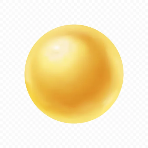 Gold Pearl Perle auf weißem transparentem Hintergrund, wertvolles Objekt. Aquarellstil. — Stockvektor