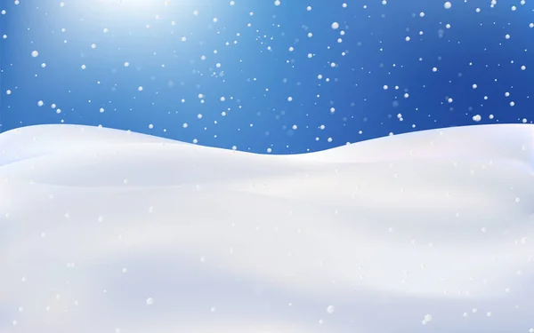Paisagem de neve, papel de parede de Natal com flocos de neve em queda em um estilo realista. Ilustração vetorial premium. — Vetor de Stock
