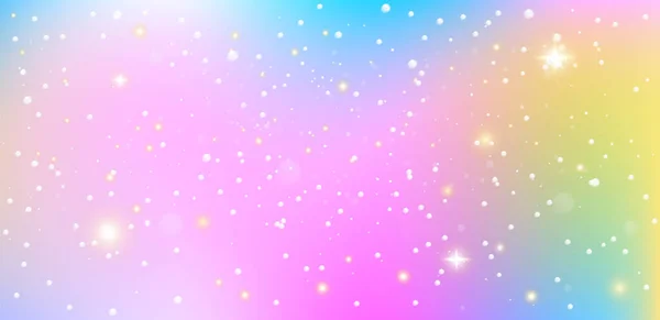 Fantasy Enhörning Bakgrund Med Stjärnor Candy Sky Pastellfärger Med Bokeh — Stock vektor