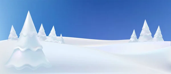 Paisaje Nieve Con Abetos Fondo Pantalla Navidad Con Caída Copos — Vector de stock