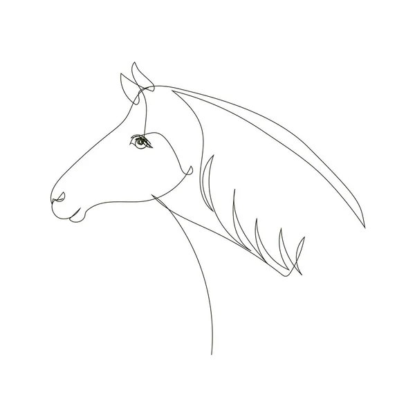 Koňská Hlava Abstraktní Souvislý Styl Čáry Upravitelným Tahem Izolované Bílém — Stockový vektor