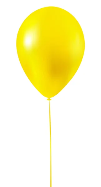 Globo Aire Amarillo Con Una Cuerda Aislada Sobre Fondo Blanco — Vector de stock