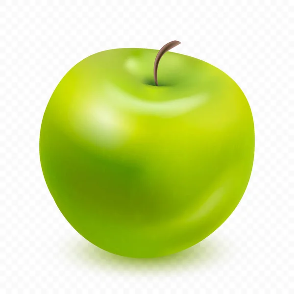 Grönt Äpple Isolerad Transparent Bakgrund Realistisk Stil — Stock vektor