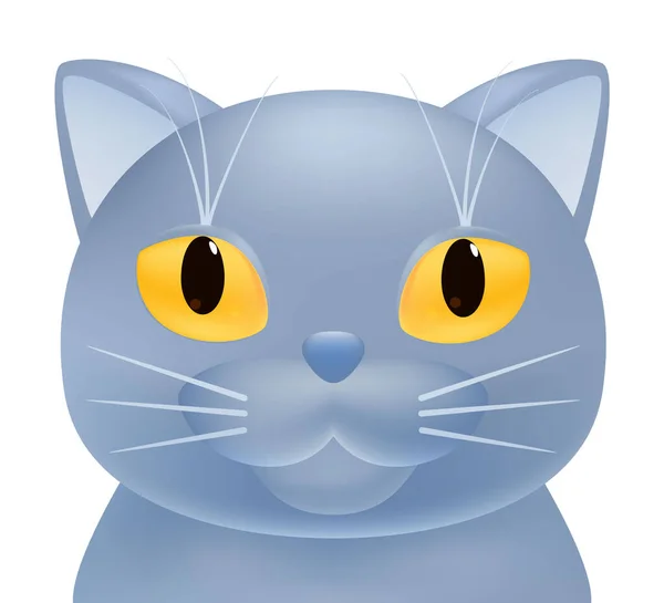 Britse Kattenkop Geïsoleerd Witte Achtergrond Grote Huiskat Avatar Schattig Katachtig — Stockvector