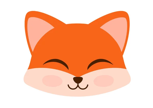 可爱的狐狸脸 卡通设计 动物的性格 矢量说明 — 图库矢量图片
