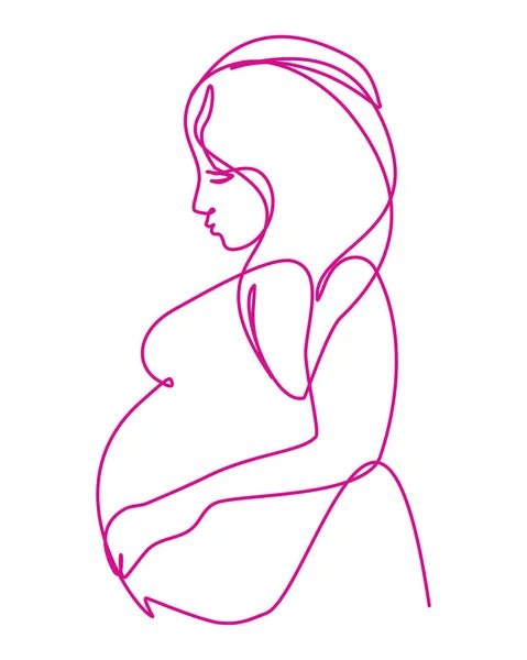 Mujer Embarazada Estilo Arte Línea Continua Arte Minimalista Diseño Moda — Archivo Imágenes Vectoriales